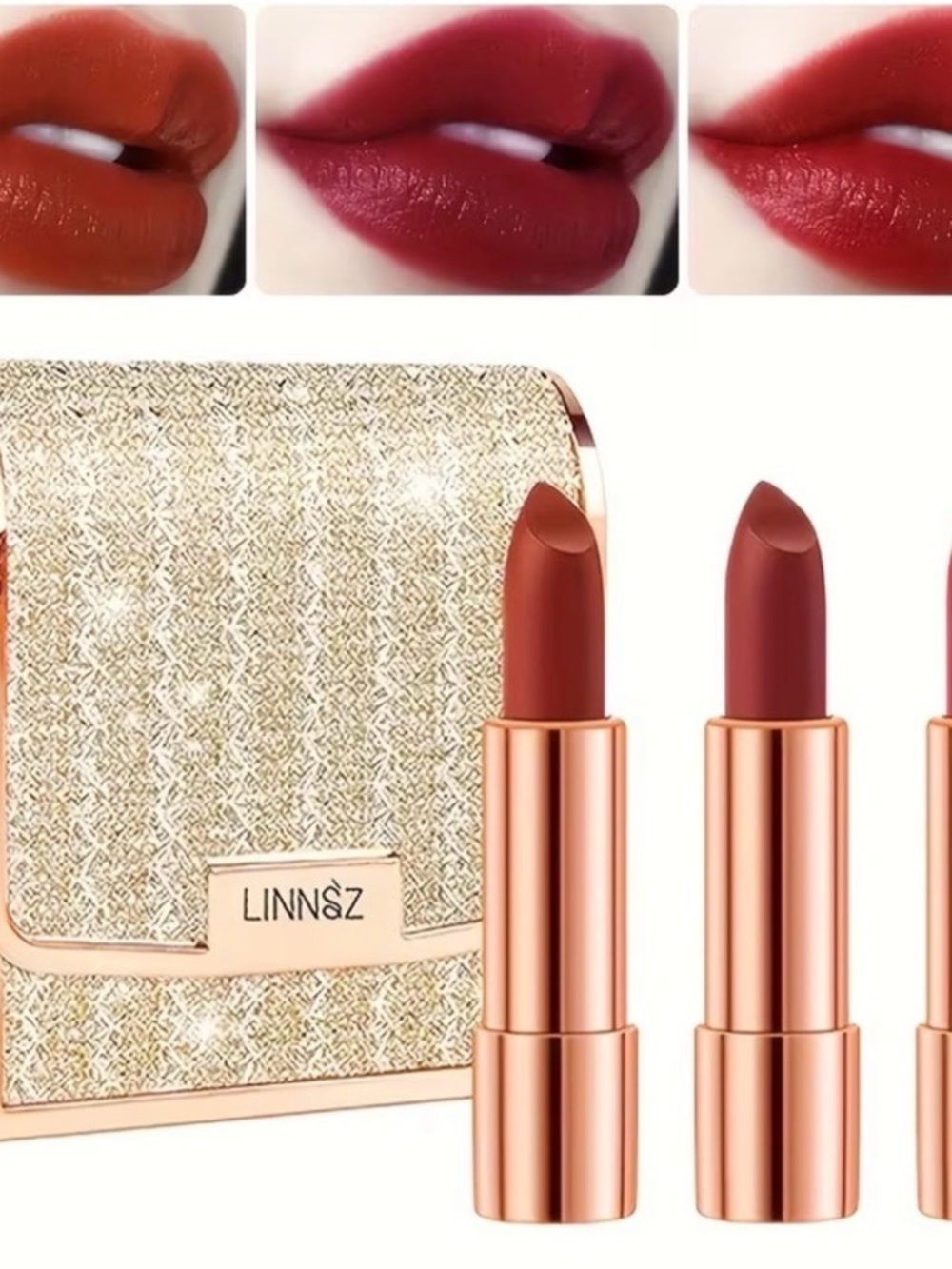 Shimmer Clutch & Red Lipstick Set - Rose Gold & Red - Picture 3 of 10